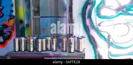 Graffiti paint cans Stock Photo - Alamy