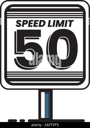 Illustrarion of Complete Collection of Traffic Signs and Road Markings Stock Vector