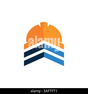 Construction Helmet Logo, Safety and Reliability in Building Design, Construction logo in word mark style formed helmet construction symbol Stock Vector