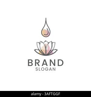 Elegant lotus and droplet logo symbolizing purity, wellness, and natural skincare — ideal for spa, beauty, or organic product brands. Stock Vector