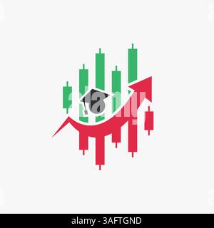 Trading education icon logo template. Financial Growth. Stock Vector