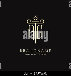 Luxury modern monogram AG logo for law firm with pillar icon design style vector graphic Stock Vector