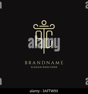 Luxury modern monogram AC logo for law firm with pillar icon design style vector graphic Stock Vector