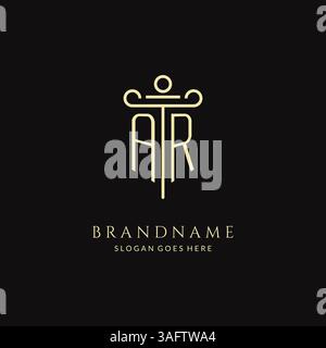 Luxury modern monogram AR logo for law firm with pillar icon design style vector graphic Stock Vector