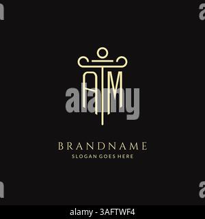 Luxury modern monogram AM logo for law firm with pillar icon design style vector graphic Stock Vector