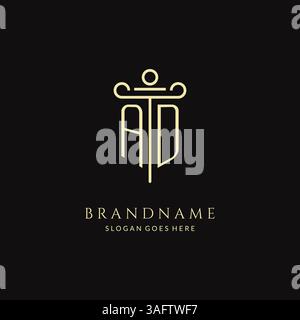 Luxury modern monogram AD logo for law firm with pillar icon design style vector graphic Stock Vector