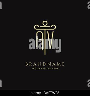 Luxury modern monogram AV logo for law firm with pillar icon design style vector graphic Stock Vector
