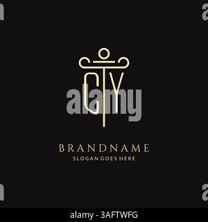 Luxury modern monogram CY logo for law firm with pillar icon design style vector graphic Stock Vector