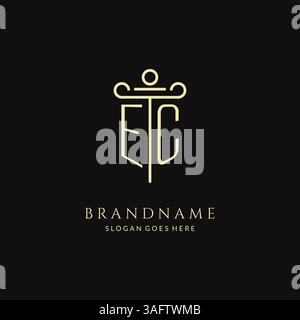 Luxury modern monogram EC logo for law firm with pillar icon design style vector graphic Stock Vector