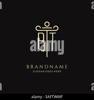 Luxury modern monogram BT logo for law firm with pillar icon design style vector graphic Stock Vector