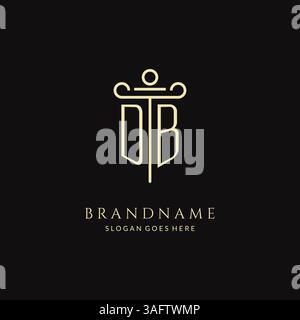 Luxury modern monogram DB logo for law firm with pillar icon design style vector graphic Stock Vector