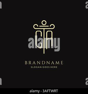 Luxury modern monogram CA logo for law firm with pillar icon design style vector graphic Stock Vector