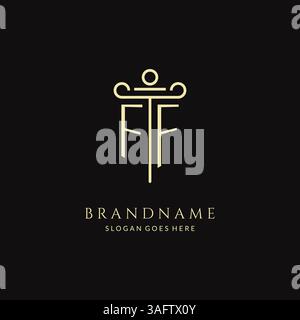 Luxury modern monogram FF logo for law firm with pillar icon design style vector graphic Stock Vector
