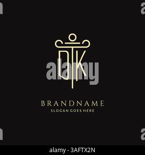 Luxury modern monogram DK logo for law firm with pillar icon design style vector graphic Stock Vector