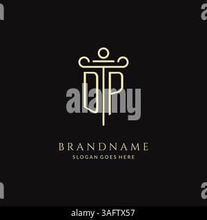 Luxury modern monogram DP logo for law firm with pillar icon design style vector graphic Stock Vector
