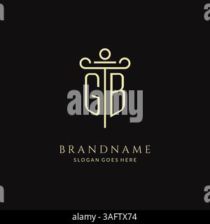 Luxury modern monogram GB logo for law firm with pillar icon design style vector graphic Stock Vector