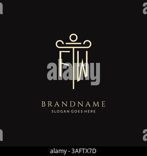 Luxury modern monogram FW logo for law firm with pillar icon design style vector graphic Stock Vector