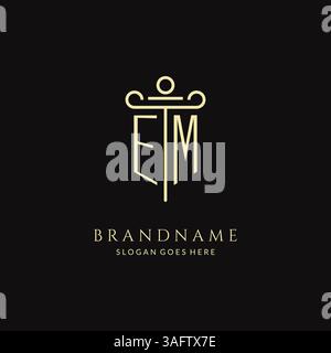 Luxury modern monogram EM logo for law firm with pillar icon design style vector graphic Stock Vector