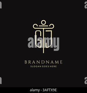 Luxury modern monogram GJ logo for law firm with pillar icon design style vector graphic Stock Vector