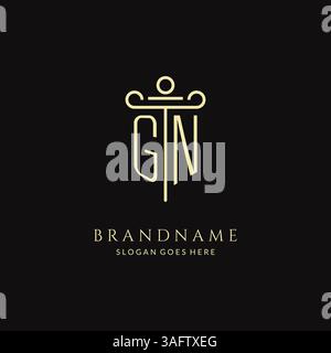 Luxury modern monogram GN logo for law firm with pillar icon design style vector graphic Stock Vector
