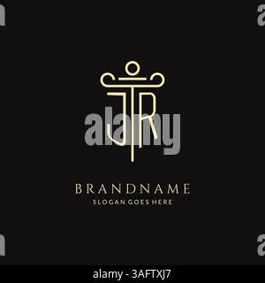 Luxury modern monogram JR logo for law firm with pillar icon design style vector graphic Stock Vector