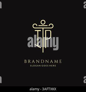 Luxury modern monogram IP logo for law firm with pillar icon design style vector graphic Stock Vector