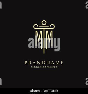 Luxury modern monogram MM logo for law firm with pillar icon design style vector graphic Stock Vector