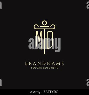 Luxury modern monogram MO logo for law firm with pillar icon design style vector graphic Stock Vector