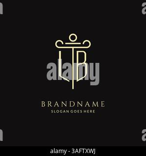 Luxury modern monogram LB logo for law firm with pillar icon design style vector graphic Stock Vector