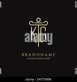 Luxury modern monogram KG logo for law firm with pillar icon design style vector graphic Stock Vector