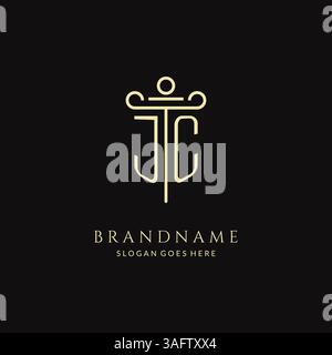 Luxury modern monogram JC logo for law firm with pillar icon design style vector graphic Stock Vector