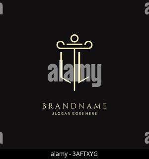 Luxury modern monogram LL logo for law firm with pillar icon design style vector graphic Stock Vector