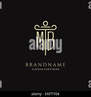 Luxury modern monogram MB logo for law firm with pillar icon design style vector graphic Stock Vector