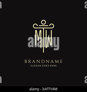 Luxury modern monogram MW logo for law firm with pillar icon design style vector graphic Stock Vector
