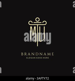 Luxury modern monogram MU logo for law firm with pillar icon design style vector graphic Stock Vector