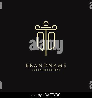 Luxury modern monogram QQ logo for law firm with pillar icon design style vector graphic Stock Vector
