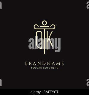 Luxury modern monogram OK logo for law firm with pillar icon design style vector graphic Stock Vector