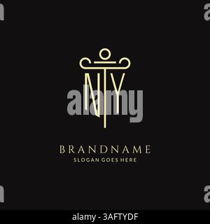 Luxury modern monogram NY logo for law firm with pillar icon design style vector graphic Stock Vector