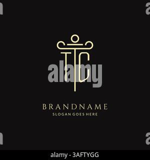 Luxury modern monogram TC logo for law firm with pillar icon design style vector graphic Stock Vector