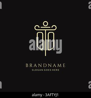 Luxury modern monogram QO logo for law firm with pillar icon design style vector graphic Stock Vector