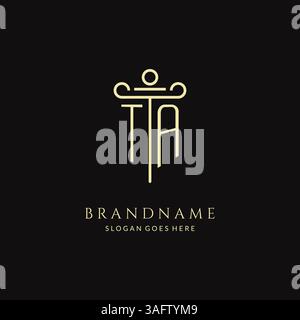Luxury modern monogram TA logo for law firm with pillar icon design style vector graphic Stock Vector