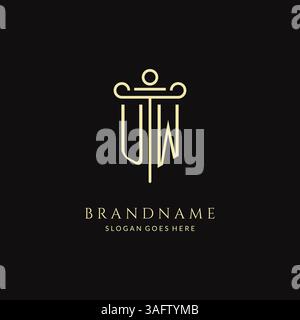 Luxury modern monogram UW logo for law firm with pillar icon design style vector graphic Stock Vector