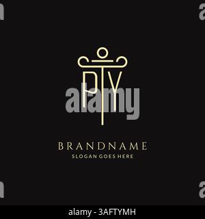 Luxury modern monogram PY logo for law firm with pillar icon design style vector graphic Stock Vector