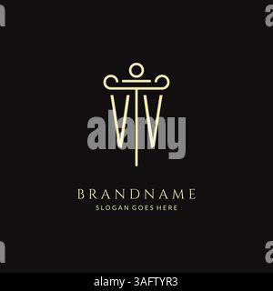 Luxury modern monogram VV logo for law firm with pillar icon design style vector graphic Stock Vector