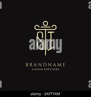 Luxury modern monogram SI logo for law firm with pillar icon design style vector graphic Stock Vector