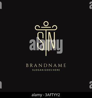 Luxury modern monogram SN logo for law firm with pillar icon design style vector graphic Stock Vector