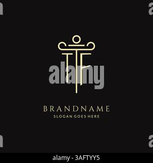 Luxury modern monogram TF logo for law firm with pillar icon design style vector graphic Stock Vector