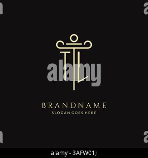 Luxury modern monogram TL logo for law firm with pillar icon design style vector graphic Stock Vector