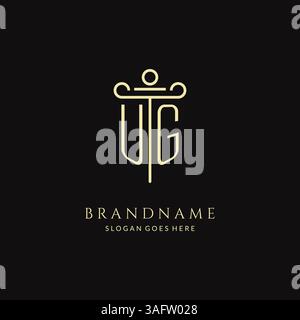 Luxury modern monogram UG logo for law firm with pillar icon design style vector graphic Stock Vector
