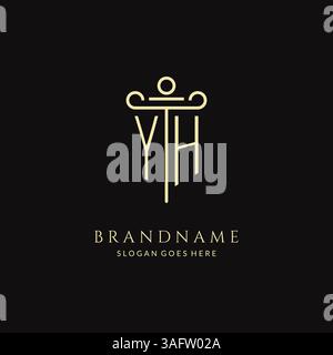 Luxury modern monogram YH logo for law firm with pillar icon design style vector graphic Stock Vector